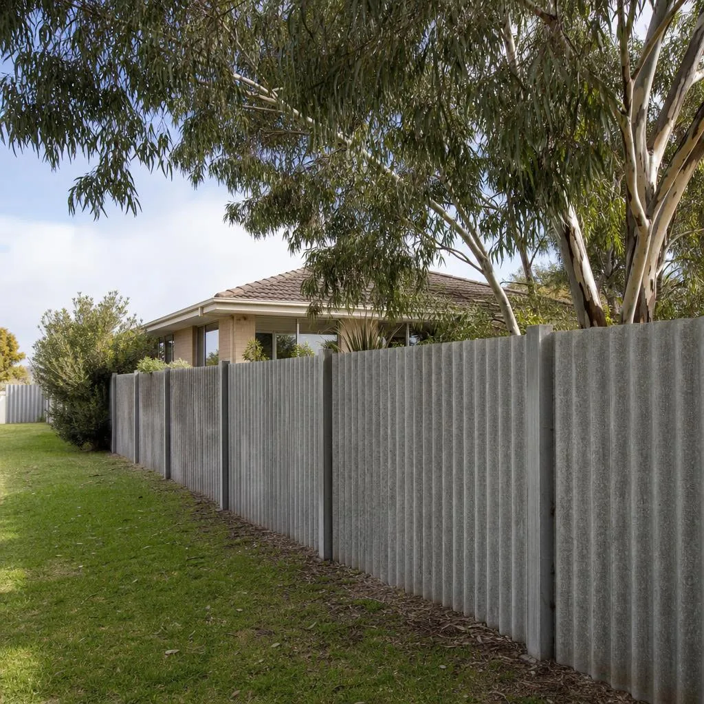 Illustration of corrugated Super Six cement-sheet fencing for the Mandurah fence removal guide